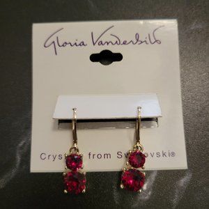 Gloria Vanderbilt Red Swarovski Crystal Earrings